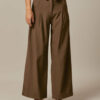 Brown High Waisted Pockets Straight Pants