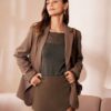 The Coffee Lapel Button Wide-waisted Blazer