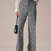 The Grey Wave Pattern Button Straight Pants