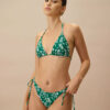 The Green Reversible Floral Triangle Bikini Top