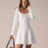 The White Square Neck Sweater Mini Dress